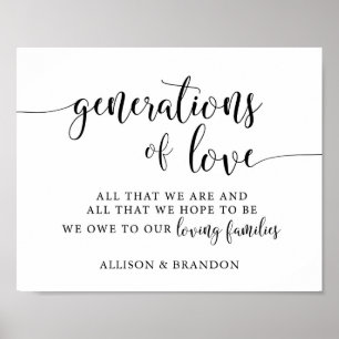 Generations Of Love Wedding Family Thank You Sign