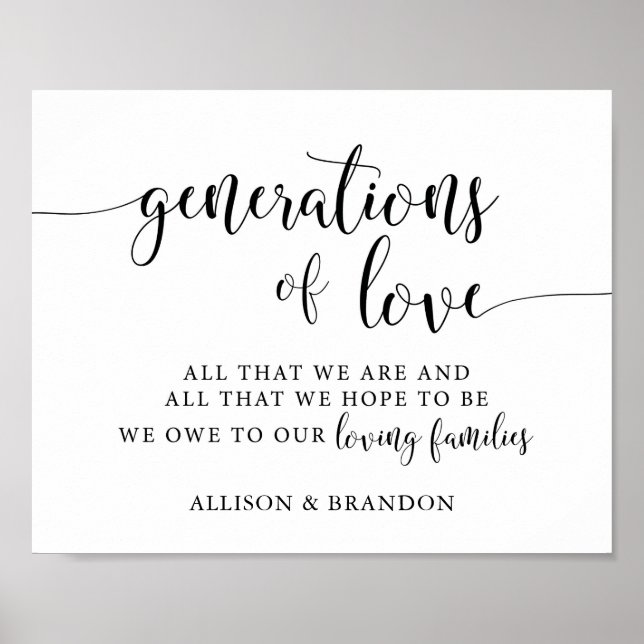 Generations Of Love Wedding Family Thank You Sign (Front)