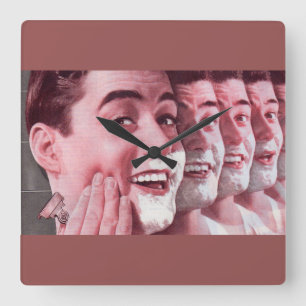 generations of shaving square wall clock