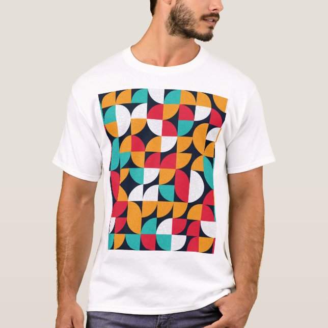 Generative Art: Colourful Triangle Pattern T-Shirt (Front)