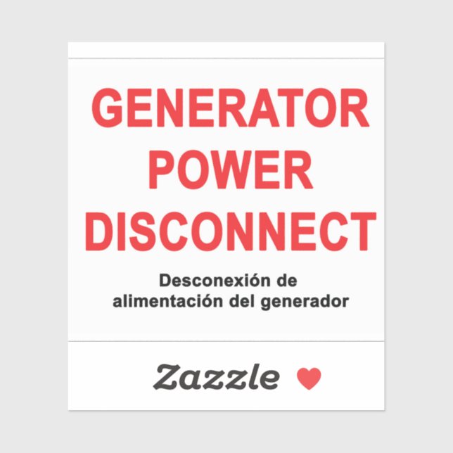 Generator Power Disconnect - LABEL (Sheet)