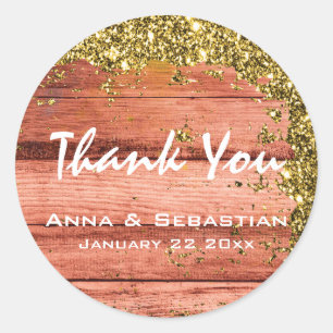 *~* Generic AP49 Weathered Aged Glitter Wood Classic Round Sticker