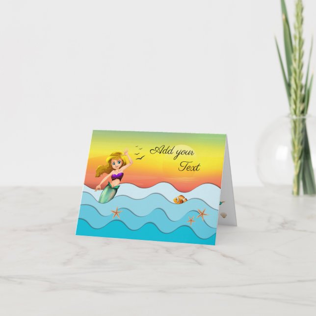 Generic Mermaid Under The Sea Adventure Note Card (Front)