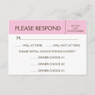 Generic Pale Pink RSVP Response Card