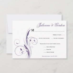 Generic Purple Floral Swirls RSVP Card