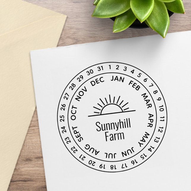 Generic Sunrise Farm Date Wheel Rubber Stamp (Creator Uploaded)