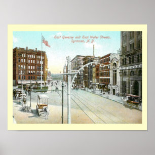 Genesee & Water Street, Syracuse, New York Vintage Poster