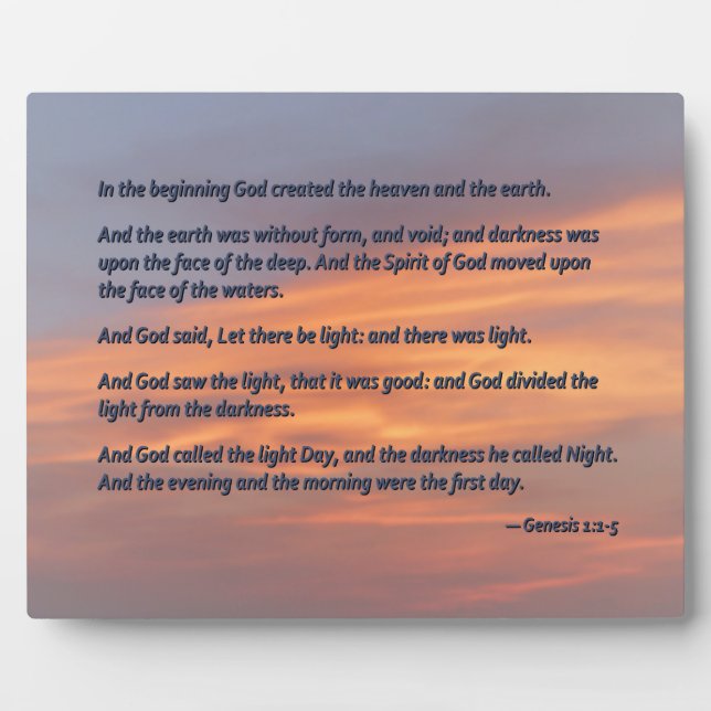 Genesis 1 1-5 In the Beginning Plaque (Front)