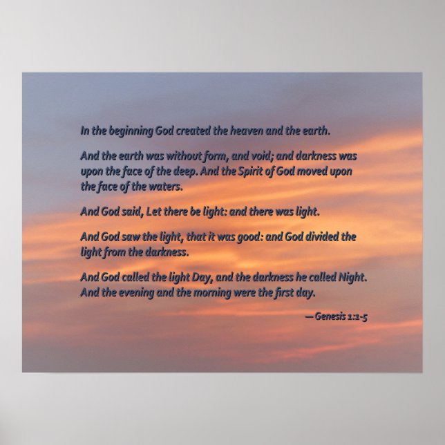 Genesis 1 1-5 In the Beginning Poster (Front)