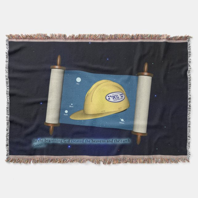 Genesis 1:1 - Construction Throw Blanket (Front)