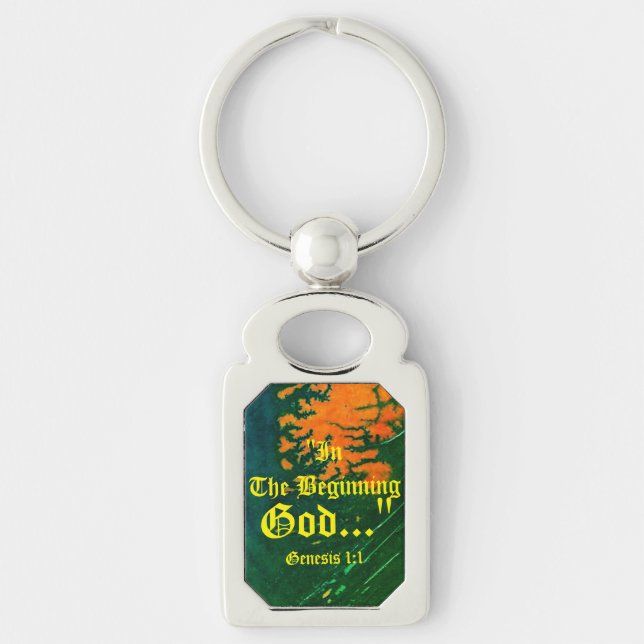 Genesis 1:1 In the beginning God..."Bible truth  K Key Ring (Front)