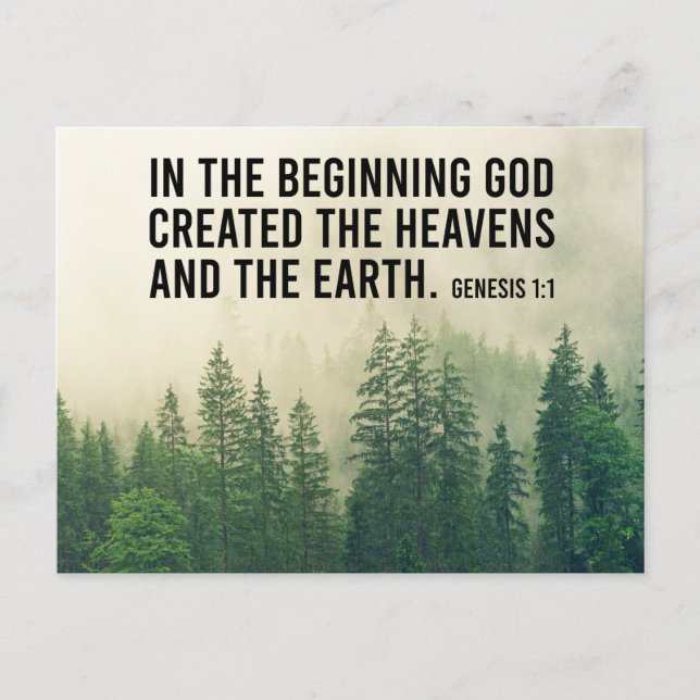 Genesis 1:1 In The Beginning Scripture Christian Postcard (Front)