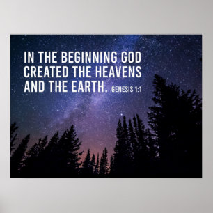 Genesis 1:1 In The Beginning Scripture Christian Poster