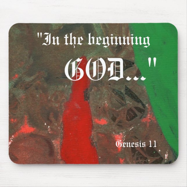"Genesis 1:1" Leaf Nature Print Mousepad (Front)