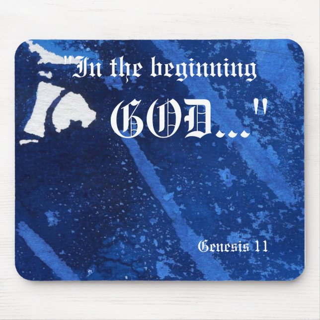 "Genesis 1:1" Leaf Nature Print Mousepad (Front)