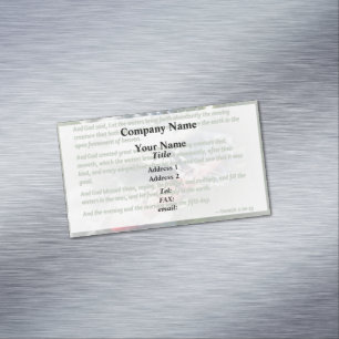 Genesis 1 20-23 And God said, Let the waters bring Magnetic Business Card