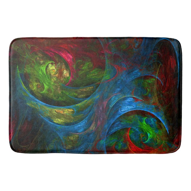 Genesis Blue Abstract Art Bath Mat (Front)