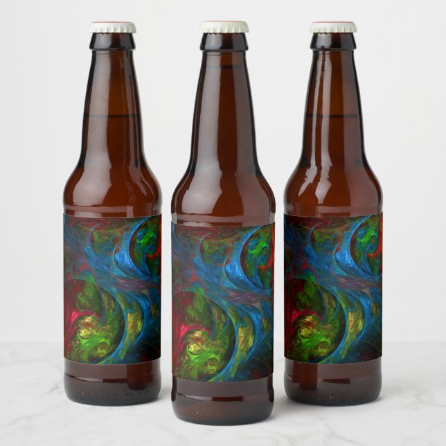 Genesis Blue Abstract Art Beer Bottle Label (Bottles)