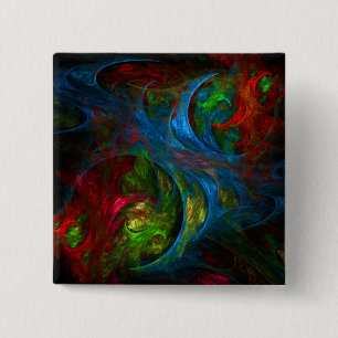 Genesis Blue Abstract Art Button (square)