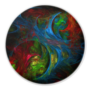 Genesis Blue Abstract Art Ceramic Knob