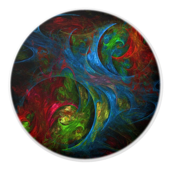 Genesis Blue Abstract Art Ceramic Knob (Front)