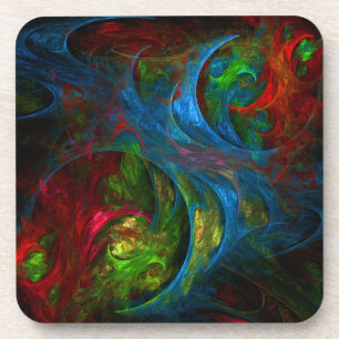 Genesis Blue Abstract Art Cork Coaster