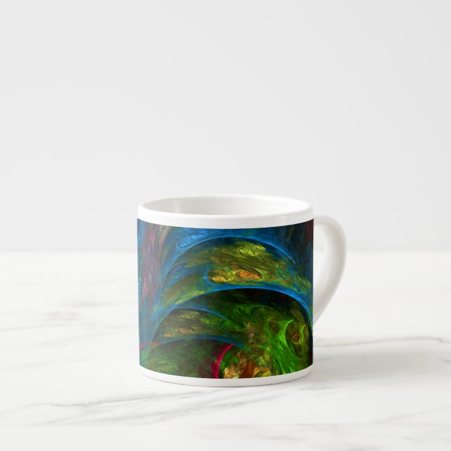 Genesis Blue Abstract Art Espresso Mug (Front Right)