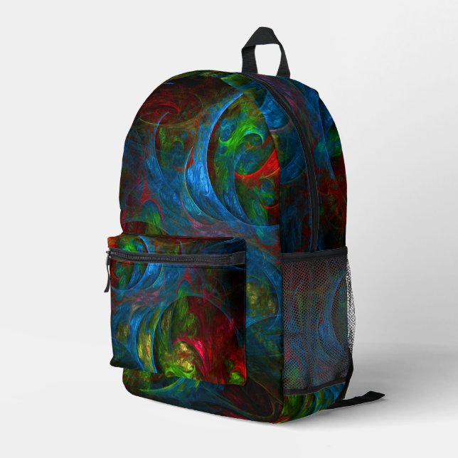 Genesis Blue Abstract Art Printed Backpack (Back Corner Right)
