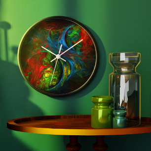 Genesis Blue Abstract Art Round Large Clock