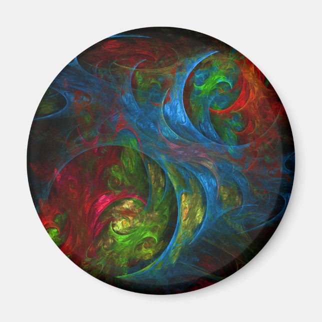 Genesis Blue Abstract Art Round Magnet (Front)