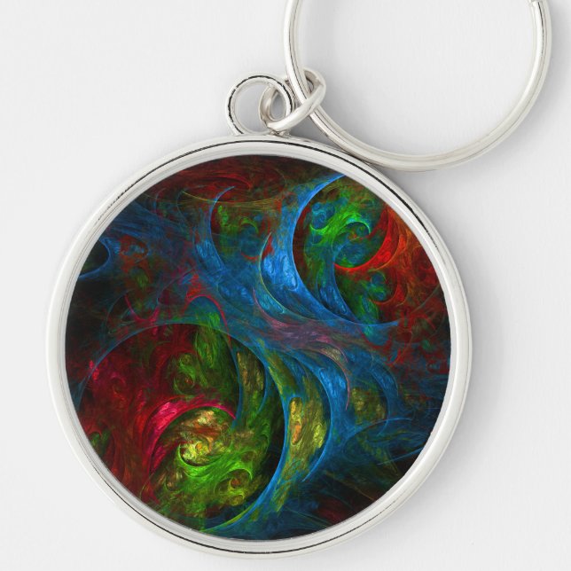 Genesis Blue Abstract Art Small Key Ring (Front)