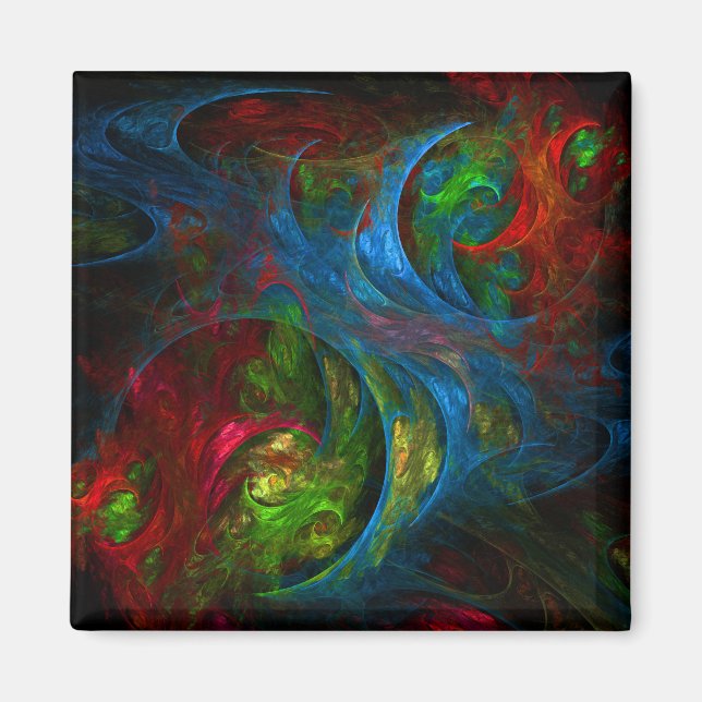 Genesis Blue Abstract Art Square Magnet (Front)