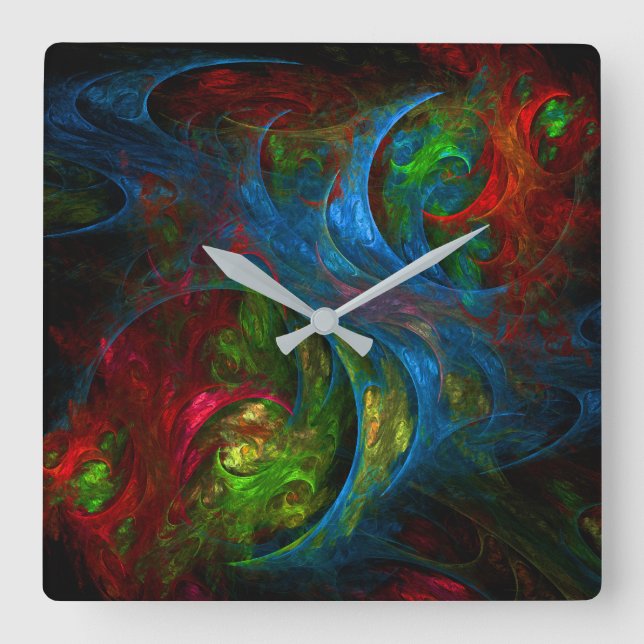 Genesis Blue Abstract Art Square Wall Clock (Front)