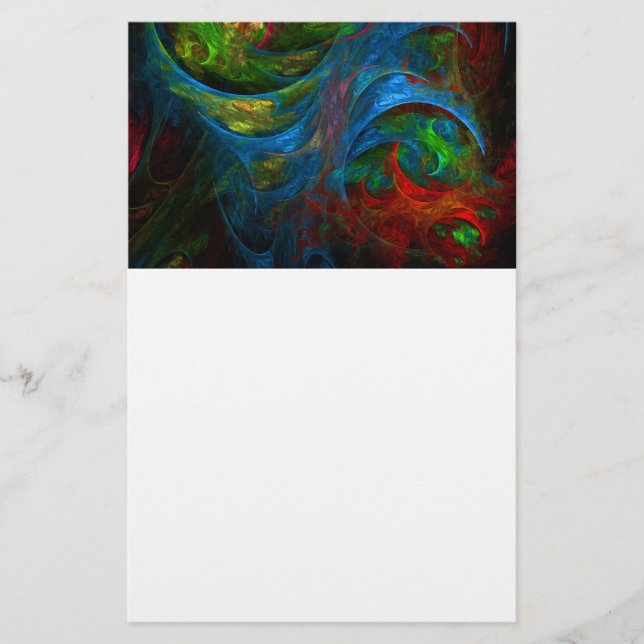 Genesis Blue Abstract Art Stationery (Front)