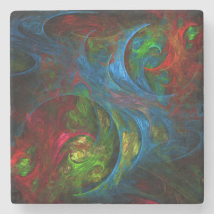 Genesis Blue Abstract Art Stone Coaster