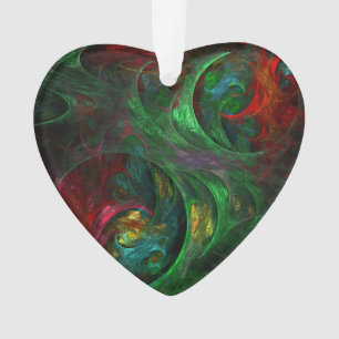 Genesis Green Abstract Art Acrylic Heart Ornament
