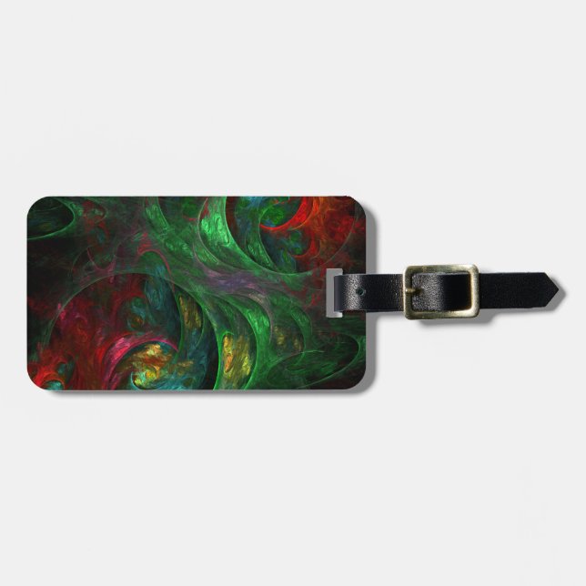 Genesis Green Abstract Art Address Luggage Tag (Front Horizontal)