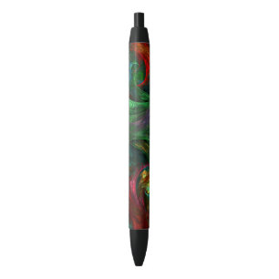 Genesis Green Abstract Art Black Ink Pen