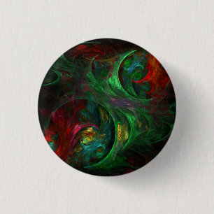 Genesis Green Abstract Art Button (round)