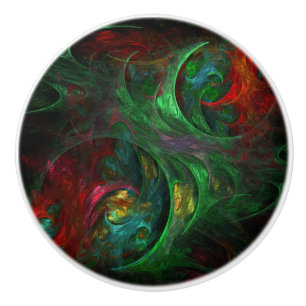 Genesis Green Abstract Art Ceramic Knob
