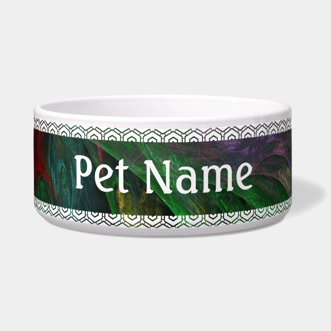 Genesis Green Abstract Art Dog Bowl (Front)