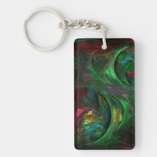 Genesis Green Abstract Art Key Ring
