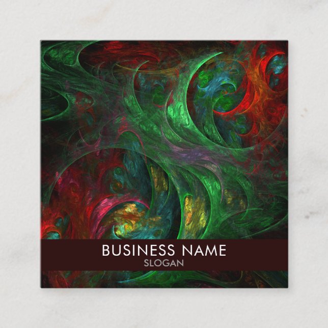 Genesis Green Abstract Art Professional Square Business Card (Front)