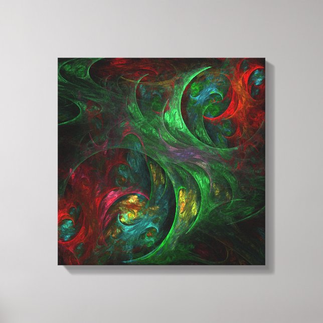 Genesis Green Abstract Art Quad Canvas Print (Front)