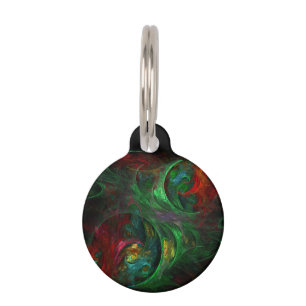Genesis Green Abstract Art Round Pet Tag