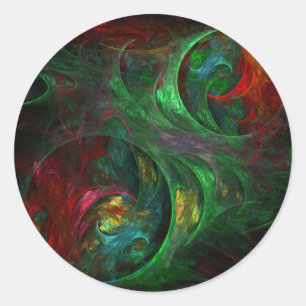 Genesis Green Abstract Art Round Sticker