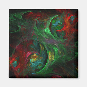 Genesis Green Abstract Art Square Magnet