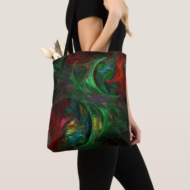 Genesis Green Abstract Art Tote Bag (Close Up)
