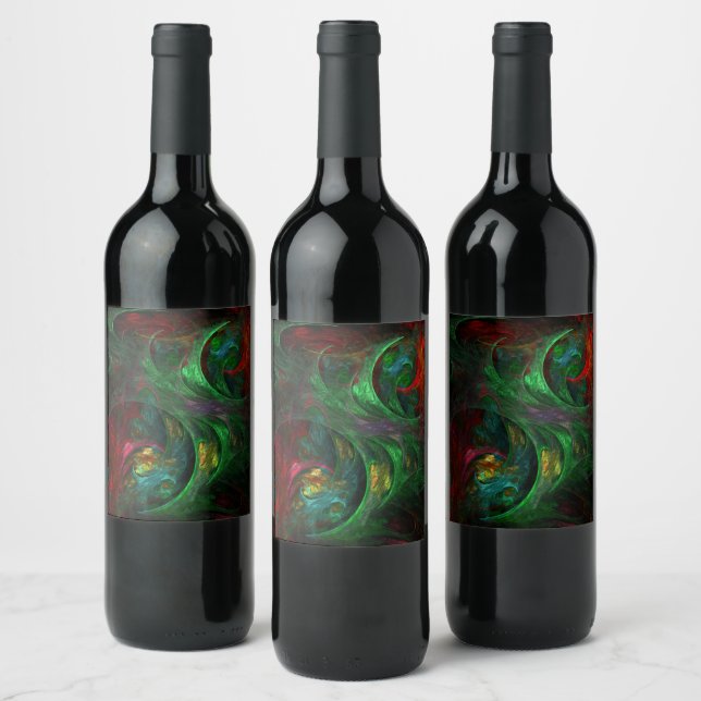 Genesis Green Abstract Art Wine Label (Bottles)