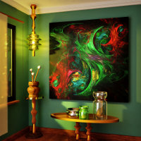 Genesis Green Abstract Art Wrapped Canvas Print